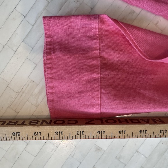 100% Linen Coral Pink Shirt Jacket Button Up Size 8 Coastal Grandma Pretty‎ - Picture 9 of 9